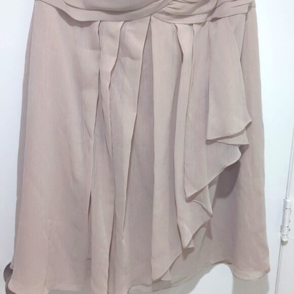 David's Bridal Strapless Crinkle Chiffon Dress Shade Biscot Women's Size 12 - Picture 5 of 9